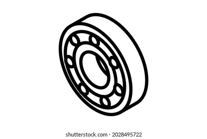 Simple black and white bearing isometrics icon, skateboard parts