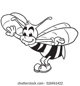 einfache schwarz-weiße Bienenenkartoon