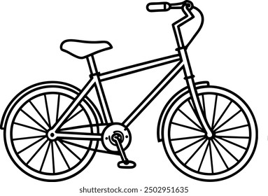 Simple Black and White Bicycle Illustration On White Background