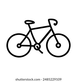 Simple black and white bicycle line drawing illustration. Vector illustration