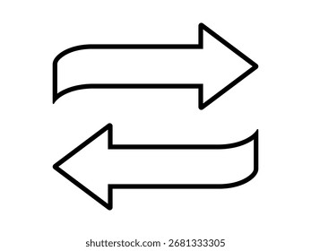 Simple black and white bi-directional horizontal arrow illustration. Clipart image.