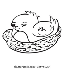 viñeta de pájaro blanco y negro simple