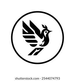 Simple black and white bird logo