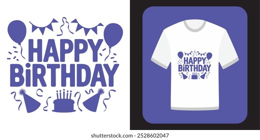 Simple Black And White Birthday T-shirt Design