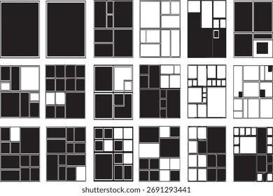 Simple Black and White Block Diagram with Thin White Borders