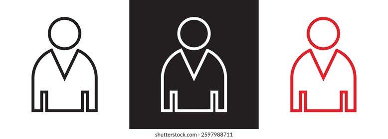 Simple black, white and blue single man icon .  Vector illustration. isolated on white and black background. EPS 10