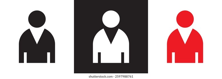 Simple black, white and blue single man icon .  Vector illustration. isolated on white and black background. EPS 10
