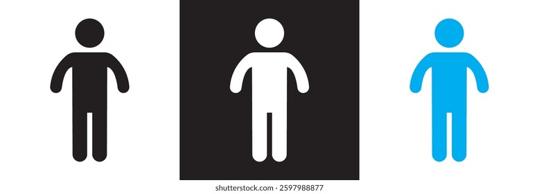 Simple black, white and blue single man icon .  Vector illustration. isolated on white and black background. EPS 10