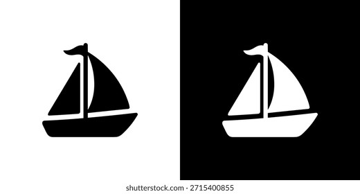 Simples Preto e Branco Ícone Barco Navegação Náutica Design de Transporte