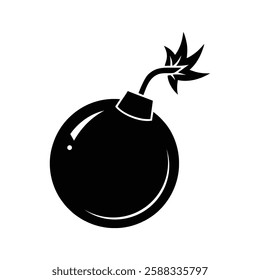 Simple Black and White Bomb Icon Perfect for Clip Art and Symbolic Vector Design
