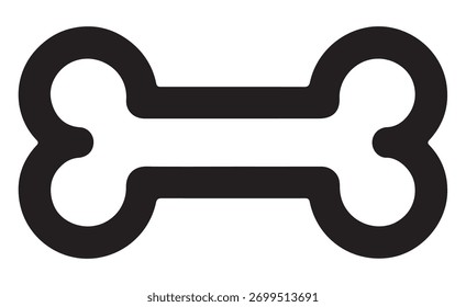 A simple black and white bone icon on a white background