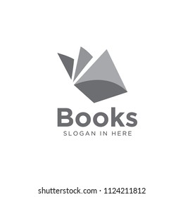Simple black white book open modern logo, icon