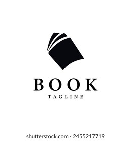 Simple black white book open modern logo Vector  Design Template Element