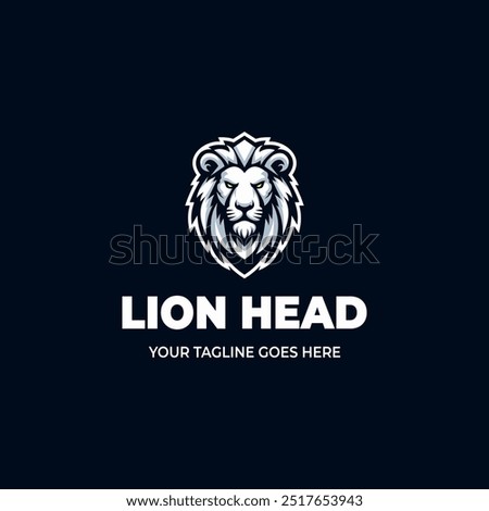 Simple black and white brave lion head mascot logo design vector illustration perfect for sport or gaming logo