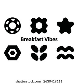 Simple black and white breakfast food icons set