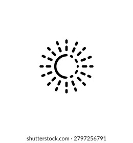 Simple black and white breaking point sun icon