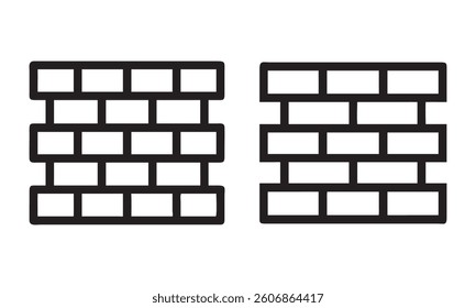 Simple Black and White Brick Wall Illustration, Brick Wall icons set