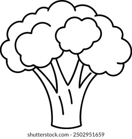 Simple Black and White Broccoli Line Art Illustration