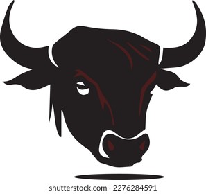 Logotipo simple del vector de la cabeza de toro en blanco y negro