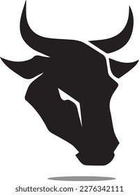 Logotipo simple del vector de la cabeza de toro en blanco y negro