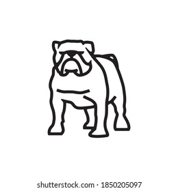 Simple black and white bulldog line vector
