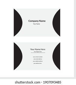 simple black and white business card with curve design