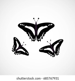 Simple Black and White Butterfly