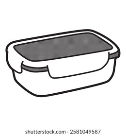 simple black and white button lunch box