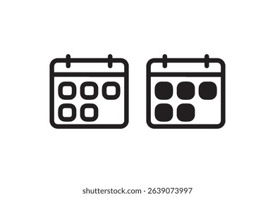 Simple black and white calendar icons representing different months.