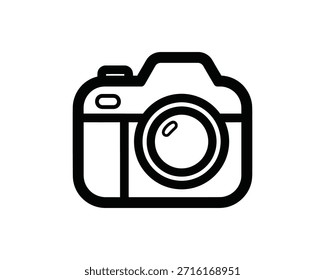 A simple black and white camera icon for travel and outdoor activities