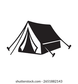Simple black and white camping tent graphic design