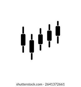 A simple black and white candlestick chart depicting a financial market trend.