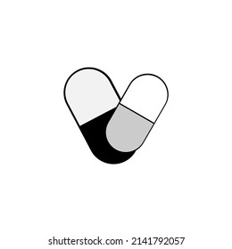 Einfache Schwarz-Weiß-Kapsel Symbol eps10 Vektorgrafik. Design-Element für Webseiten, Klinikbroschüre, Werbung und mehr.