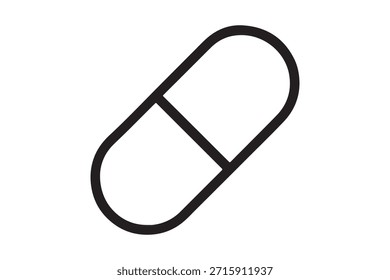 Diseño simple del icono de la cápsula en blanco y negro para uso médico