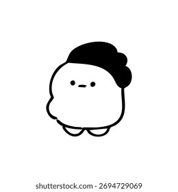 Simple personaje de dibujos animados en blanco y negro con una boina