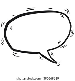 simple burbuja de discurso de dibujos en blanco y negro aislada en blanco