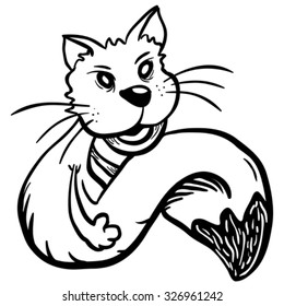 simple black and white cat cartoon