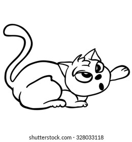 simple black and white cat cartoon illustration