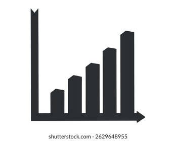Simple black and white chart showing upward growth. graphic of a rising bar graph with data elements. modern graphic of a rising bar graph, perfect for showcasing growth and data. business, finance.