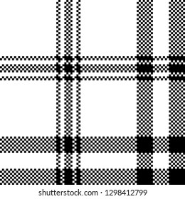 Simple black white check plaid seamless pattern. Vector illustration.