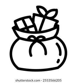 Simple black and white christmas present, vector design. icon
