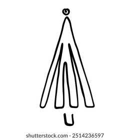 Simple Black and White Christmas Tree Doodle Illustration