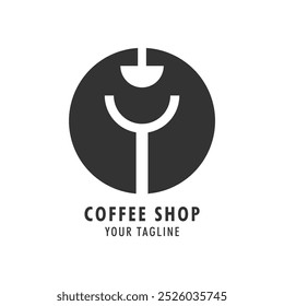 A Simple black and white circle logo for Coffee Shop