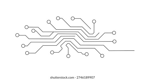 Simple black and white circuit board design illustration representing digital technology and modern electronic systems connectivity