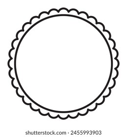 Simple Black And White Circular Shape With Scalloped Edge Frame Border Design
