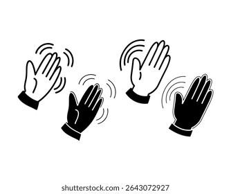 Simple Black and White Clapping Hands Icon, graphic illustration of two hands clapping, hand clap, applause, celebration, recognition, icon, graphic, vector, illustration, simple, flat design, black a