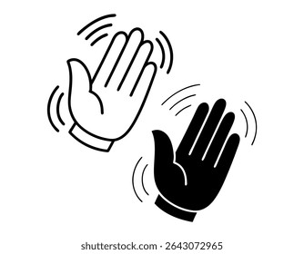Simple Black and White Clapping Hands Icon, graphic illustration of two hands clapping, hand clap, applause, celebration, recognition, icon, graphic, vector, illustration, simple, flat design, black a