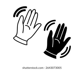 Simple Black and White Clapping Hands Icon, graphic illustration of two hands clapping, hand clap, applause, celebration, recognition, icon, graphic, vector, illustration, simple, flat design, black a
