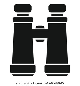 Simple black and white classic binoculars silhouette icon isolated on white background. Perfect graphic design element for observing, researching, and investigating