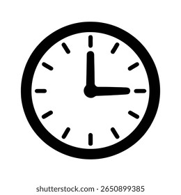 Icono de reloj blanco y negro simple